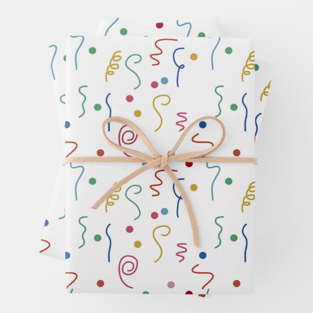 Buntes Party-Konfetti-Muster Geschenkpapier Set (Beispiel)
