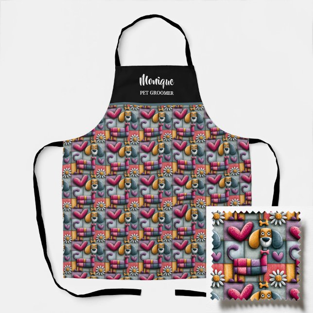 Buntes Patchwork-Hundemuster Haustier-Pfleger Schürze (Von Creator hochgeladen)