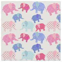 Buntes Patchwork-Retro Elefant-Druck-Gewebe