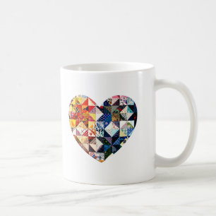 Buntes Patchwork-Steppdecken-Herz Kaffeetasse