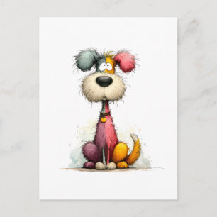 Buntes Patchwork-Unordentliches-Hund-Funny-Cute-Hu Postkarte