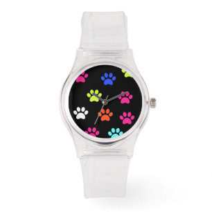 Buntes Pawprints Armbanduhr