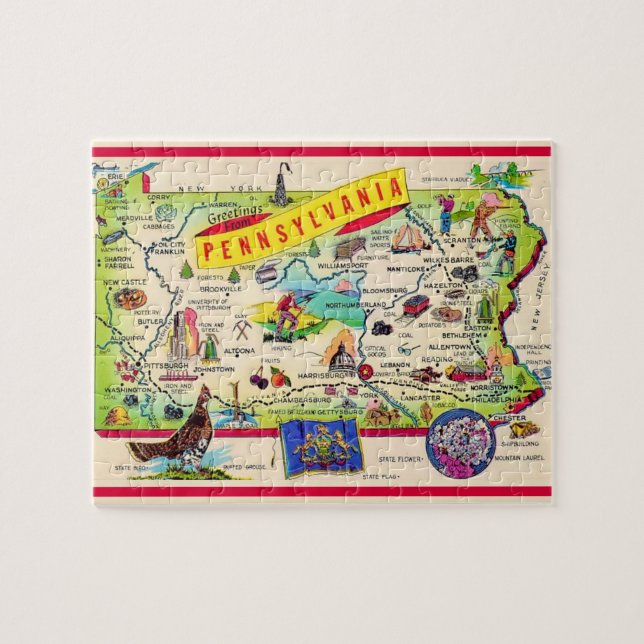 Buntes Pennsylvania 8x10 Kartenpuzzle Puzzle (Horizontal)