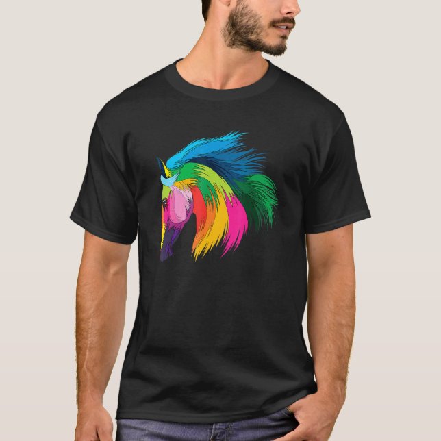 Buntes Pferd Abstrakt Buntes Pferd T-Shirt (Vorderseite)