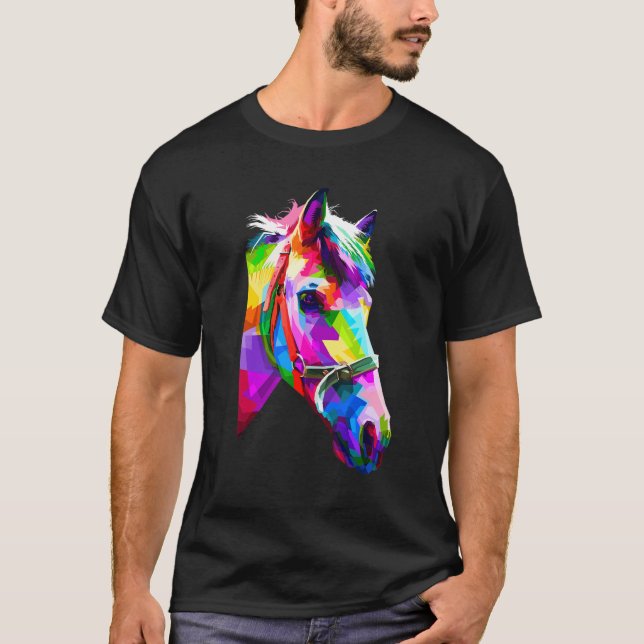 Buntes Pferd Grafik 2 T-Shirt (Vorderseite)