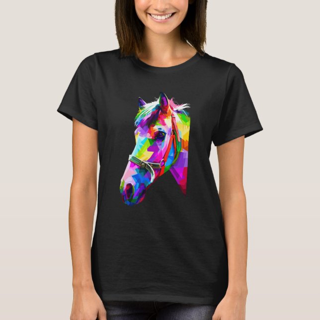 Buntes Pferd Grafik 4 T-Shirt (Vorderseite)