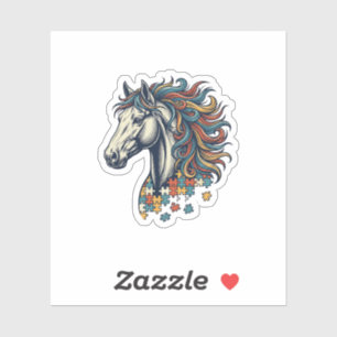 Buntes Pferd-Puzzleteil Vintage-Stich T-Shirt Aufkleber