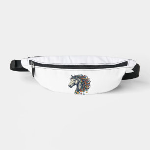 Buntes Pferd-Puzzleteil Vintage-Stich T-Shirt Bauchtasche