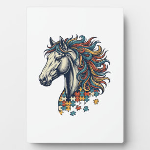 Buntes Pferd-Puzzleteil Vintage-Stich T-Shirt Fotoplatte