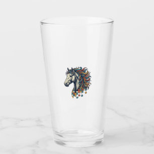 Buntes Pferd-Puzzleteil Vintage-Stich T-Shirt Glas