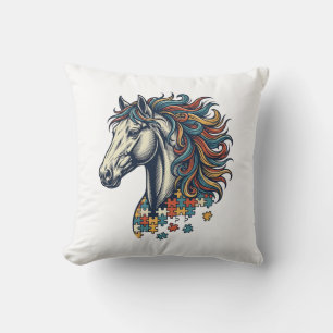 Buntes Pferd-Puzzleteil Vintage-Stich T-Shirt Kissen