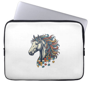 Buntes Pferd-Puzzleteil Vintage-Stich T-Shirt Laptopschutzhülle