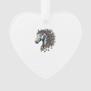 Buntes Pferd-Puzzleteil Vintage-Stich T-Shirt Ornament