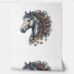 Buntes Pferd-Puzzleteil Vintage-Stich T-Shirt Tapete