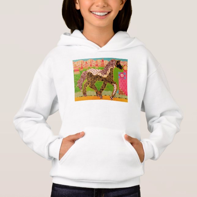 Buntes Pferdemädchenhoodie-Sweatshirt Hoodie (Vorderseite)
