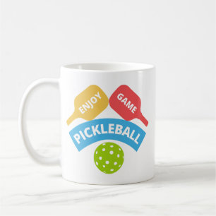 Buntes Pickleball-Schläger und -Ball Kaffeetasse