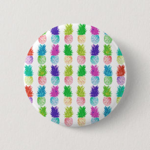 Buntes Popkunstmalerei-Ananasmuster Button