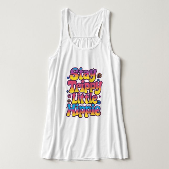 Buntes psychedelisches Bleib trippy Hippie Tank Top (Design Vorderseite)