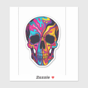 Buntes psychedelisches Totenkopf-Vinyl-Sticker Aufkleber