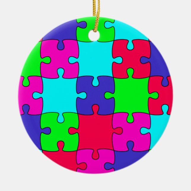 Buntes Puzzle Keramik Ornament (Vorne)