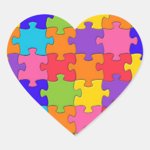 Buntes Puzzle-Muster Herz-Aufkleber