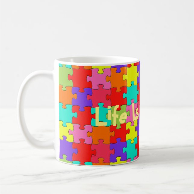 Buntes Puzzle-Muster Kaffeetasse (Links)