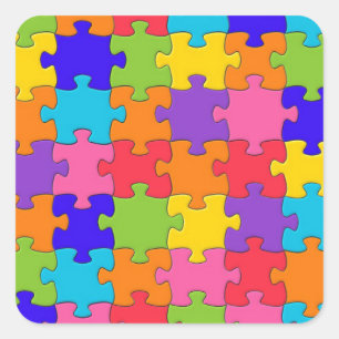 Buntes Puzzle-Muster Quadratischer Aufkleber