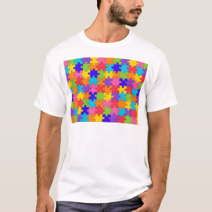 Buntes Puzzle-Muster T-Shirt