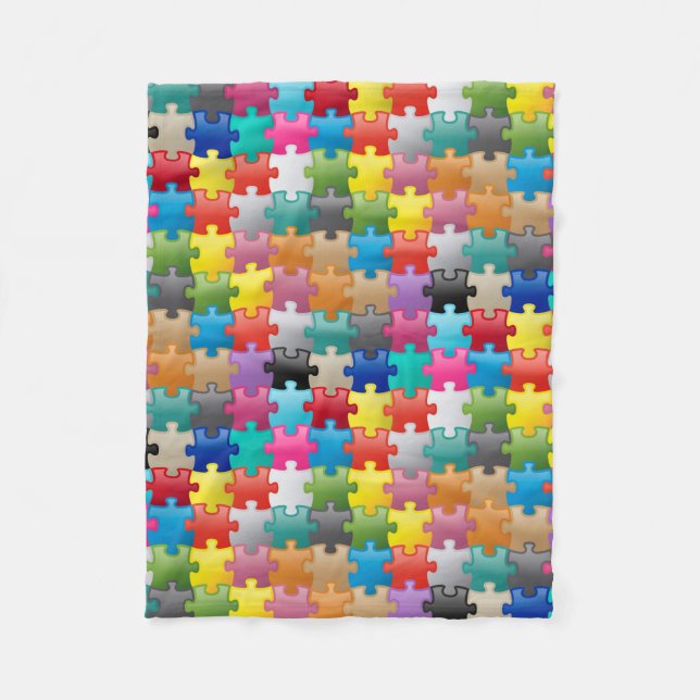 Buntes Puzzlespielmuster Fleecedecke (Vorderseite)