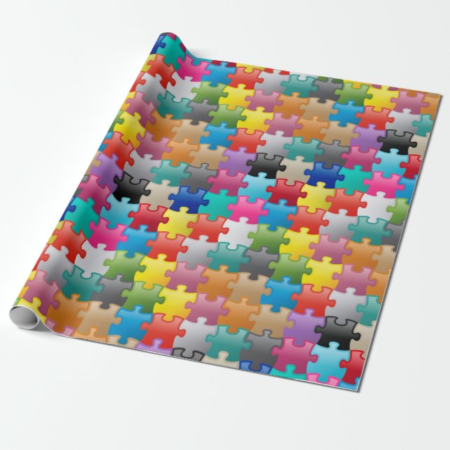 Buntes Puzzlespielmuster Geschenkpapier (Ungerollt)