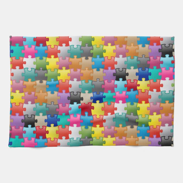 Buntes Puzzlespielmuster Geschirrtuch (Horizontal)