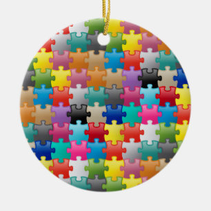 Buntes Puzzlespielmuster Keramik Ornament