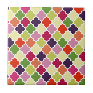 Buntes quatrefoil Muster Fliese
