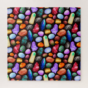 Buntes realistisches Felsen-und Kristall-Muster Puzzle