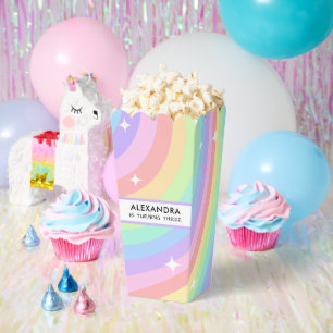 Buntes Regenbogen 3. Geburtstag Popcorn Geschenkschachtel