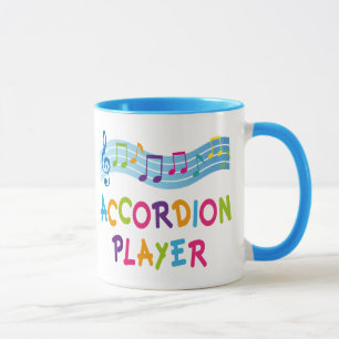 Buntes Regenbogen-Akkordeon-Spieler-Geschenk Tasse