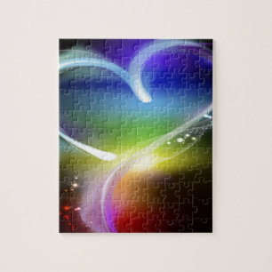 Buntes Regenbogen-Herz Puzzle