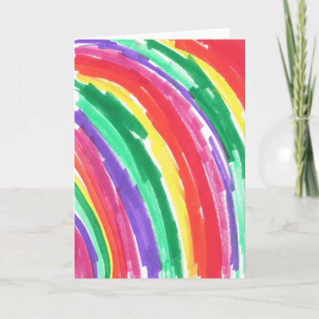 Buntes Regenbogen-Kinderkunstwerk Karte (Vorderseite)