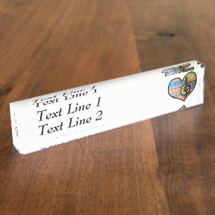 Buntes Regenbogen-Musik-Herz personalisiert Namensplakette