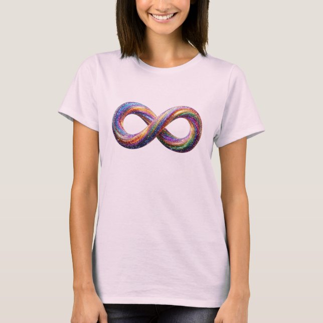 Buntes Regenbogen-Unendlichkeitssymbol T-Shirt (Vorderseite)