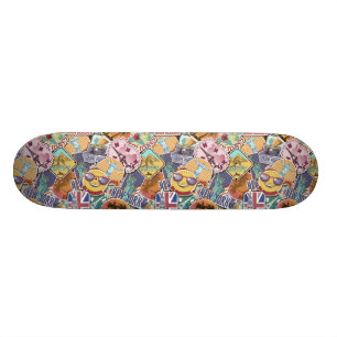 Buntes Reise-Aufkleber-Muster Skateboard