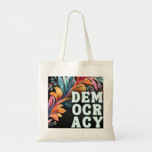 Buntes Retro-Groovy-Statement Politik Demokratie Tragetasche