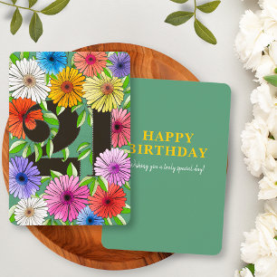 Buntes Retro Grünes Florales Happy 21. Geburtstag