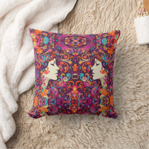 Buntes Retro-Hippie-Boho-Style-Kissen  Kissen