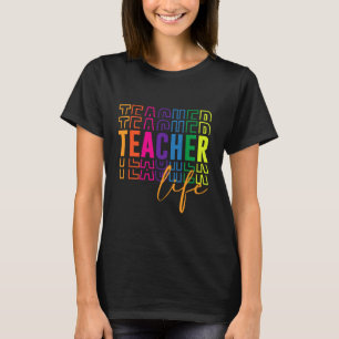 Buntes Retro-Lehrer-Leben-Shirt für Frauen und Erz T-Shirt