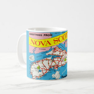 Buntes Retro-Nova-Scotia-Karten-Mug Kaffeetasse