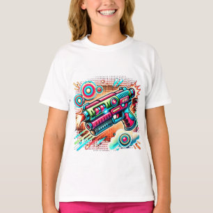 Buntes Retro-Pop-Art-Strahlengewehr   Futuristisch T-Shirt