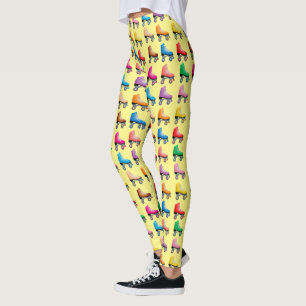 Buntes Retro Rollen-Blatt-Muster Leggings