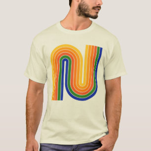 Buntes Retro-T-Shirt im geometrischen Stil der 70e T-Shirt