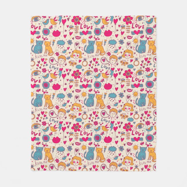 Buntes romantisches Muster Fleecedecke (Vorderseite)